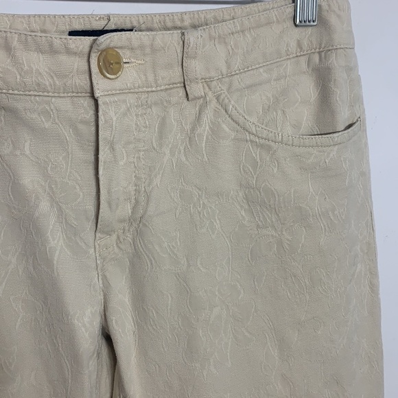 Womyn Bone brocade Straight Leg Chic Pants Women 6 tan - Picture 1 of 7